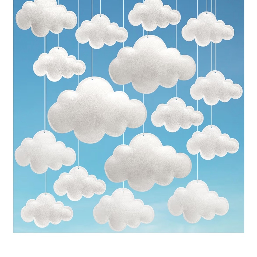 Hanging 3D puffy White Clouds-16pcs